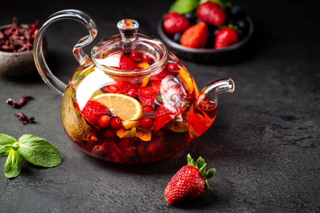fruit red tea with berries
